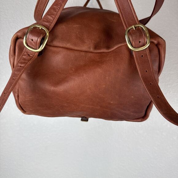 Vintage Handmade Brown Soft Leather Flap Backpack Rucksack Country Boho Hippie
